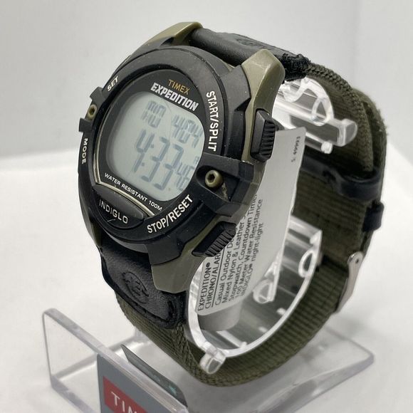 Timex Expedition T49993 Men's Green Nylon Digital Gray Dial Quartz Watch TMR30 - Picture 3 of 10
